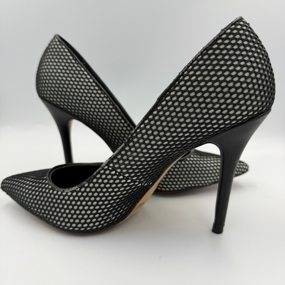 Aldo Pumps Womens 8 Black White Fair Mesh Pointed Toe Stiletto Heels